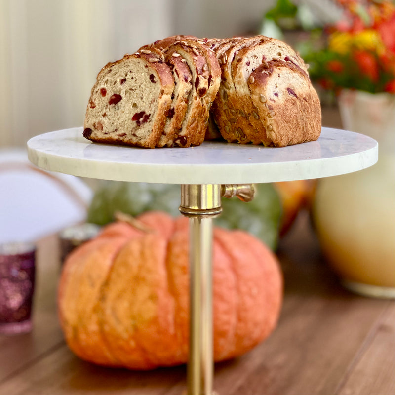 Marble and Antique Brass Cake Pedestal