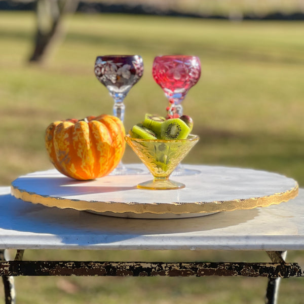 Large Marble Lazy Susan with Gilded Edge