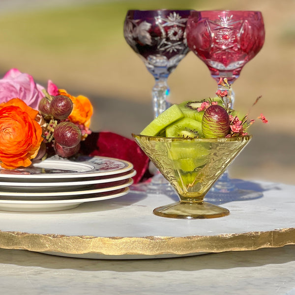 Large Marble Lazy Susan with Gilded Edge