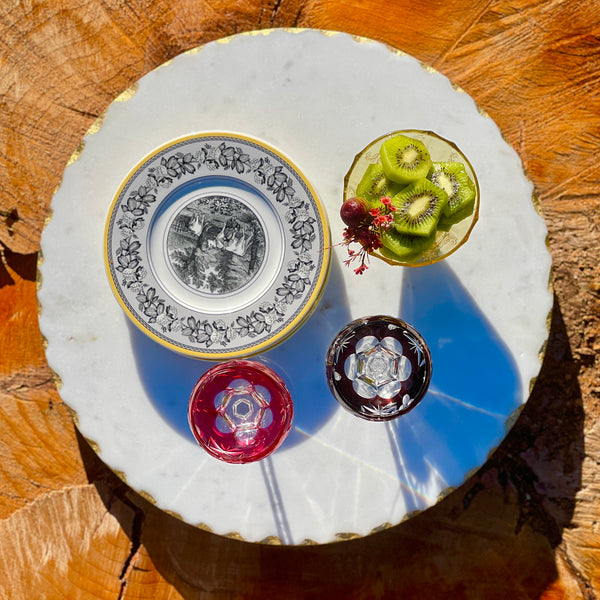 Large Marble Lazy Susan with Gilded Edge
