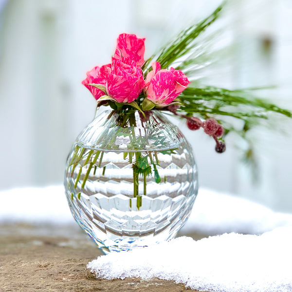 Round Faceted Glass Bud Vase