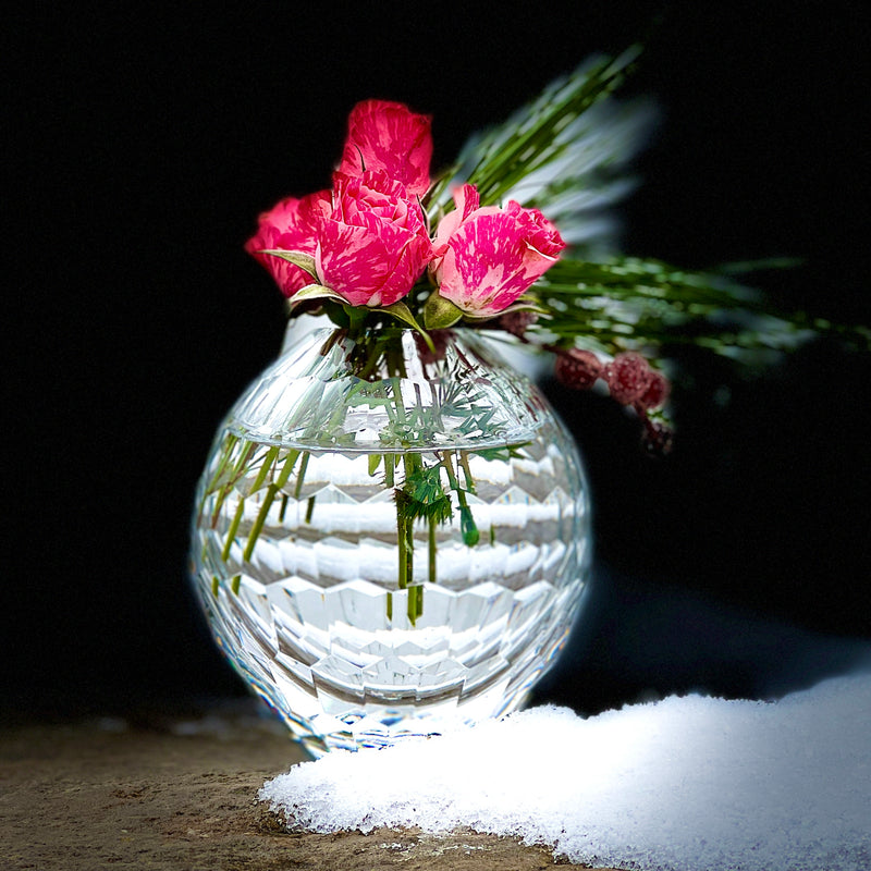 Round Faceted Glass Bud Vase