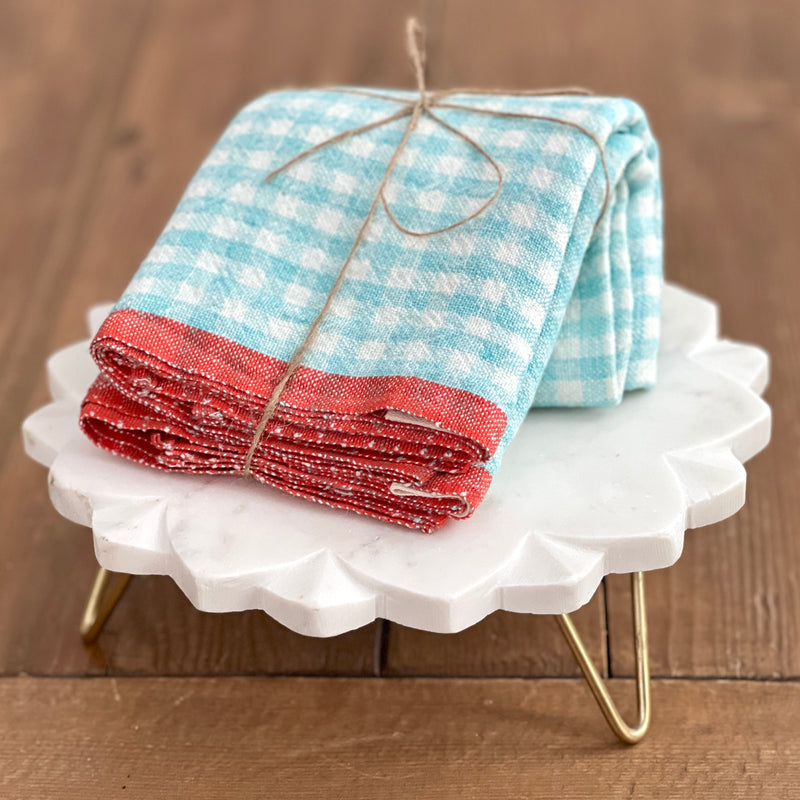 Heavyweight Gingham Linen Tea Towels by Caravan, 2 Assorted Colors