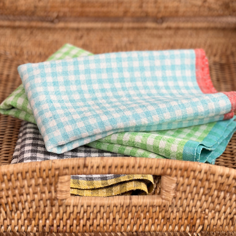 Heavyweight Gingham Linen Tea Towels by Caravan, 2 Assorted Colors