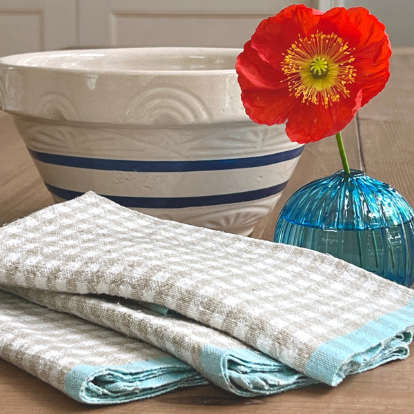 Heavyweight Gingham Linen Tea Towels by Caravan, 2 Assorted Colors