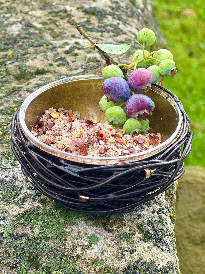 Metal Bird's Nest with Gold Leafed Glass Bowl Insert