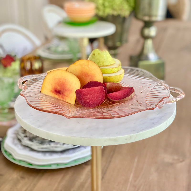 Marble and Antique Brass Cake Pedestal