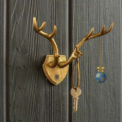 Cast Iron Gold Leaf Antler Hook