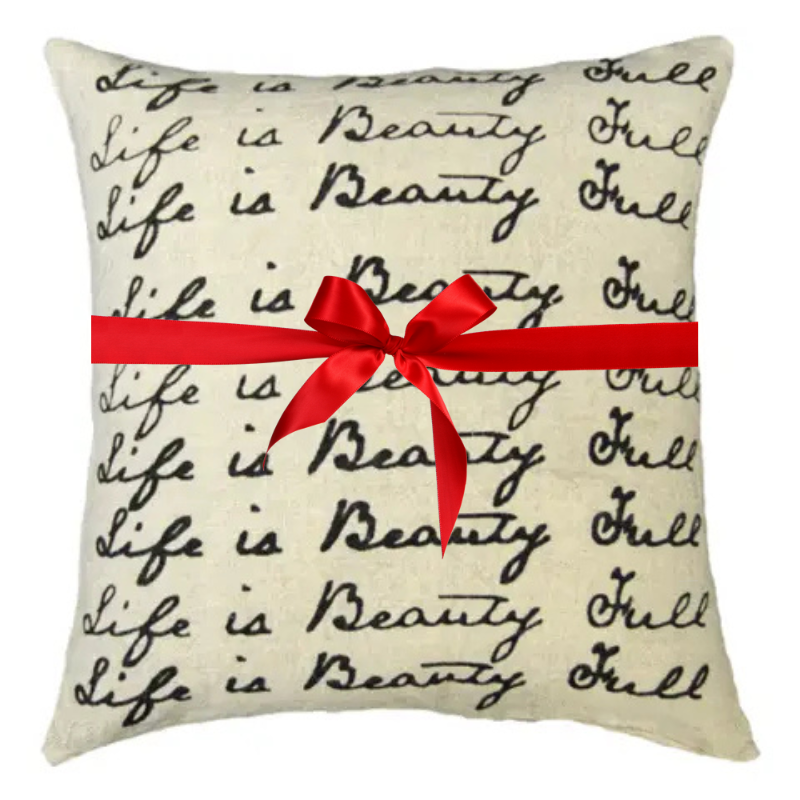 Life is Beauty Full Stonewash Linen Pillow