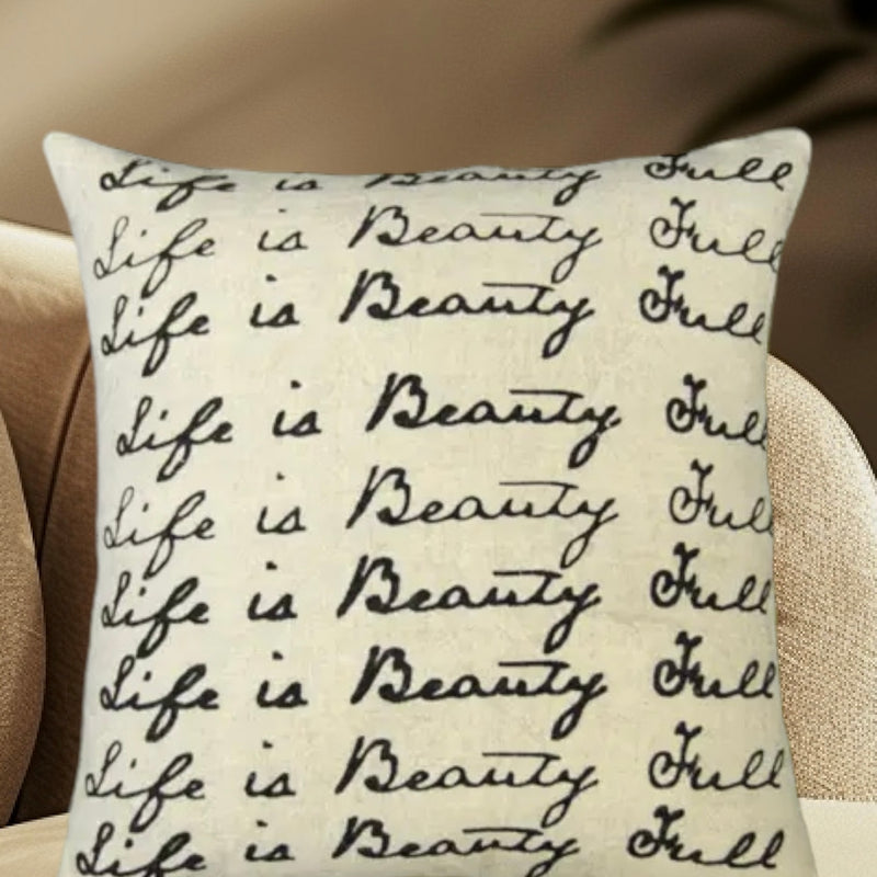 Life is Beauty Full Stonewash Linen Pillow