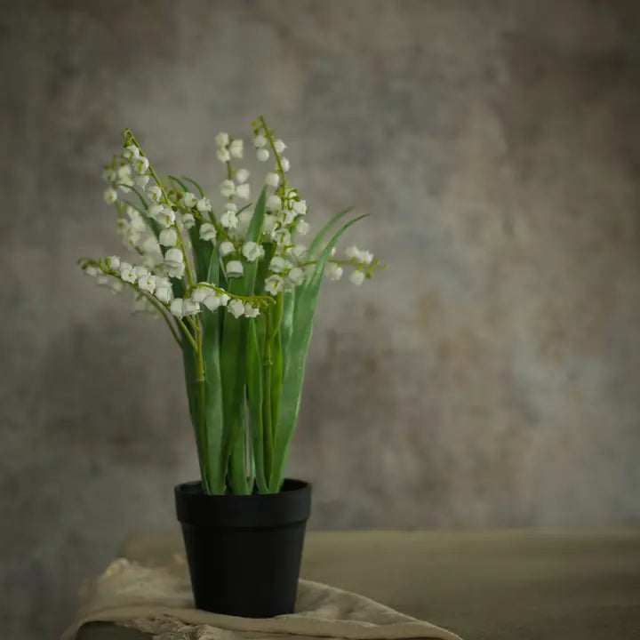 Faux Lily of the Valley Drop In Floral Pot