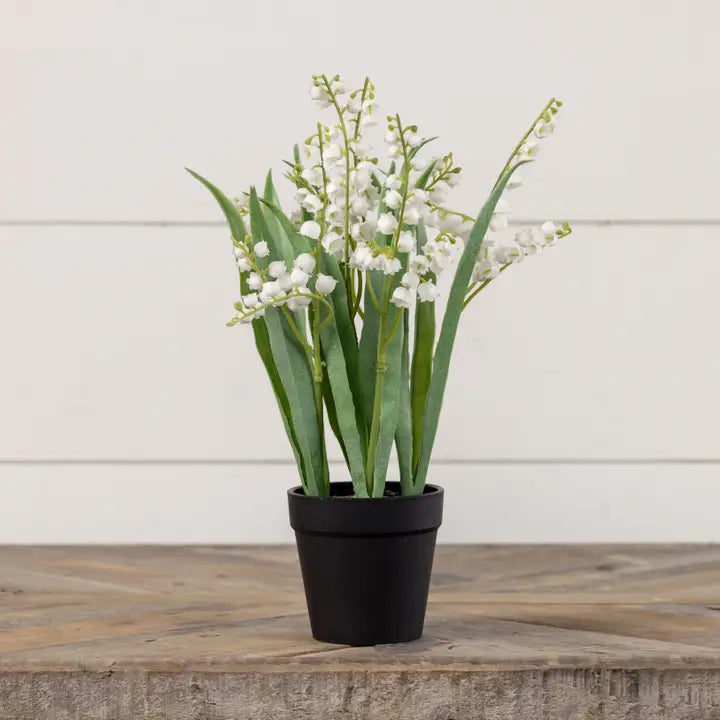 Faux Lily of the Valley Drop In Floral Pot