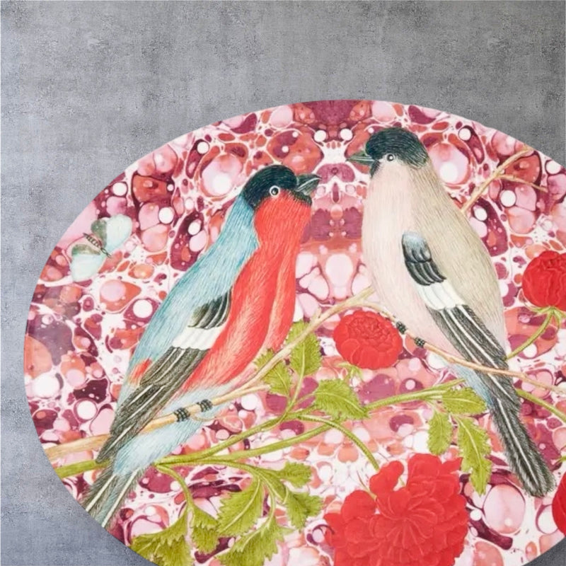 Color Drenched Songbird Melamine Oval Tray