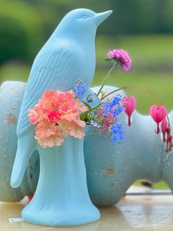 blue porcelain bird bud vase