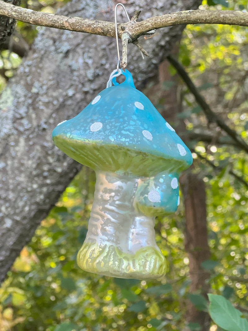 Double Blue Mushroom Ornament