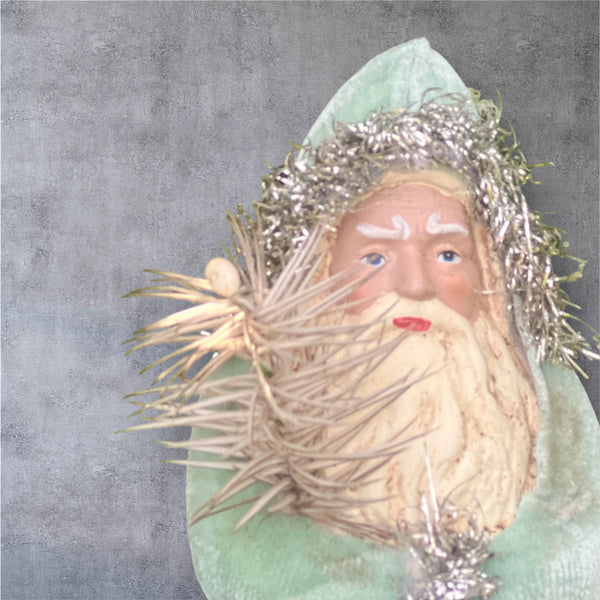 Standing Santa with Blue Velvet Coat