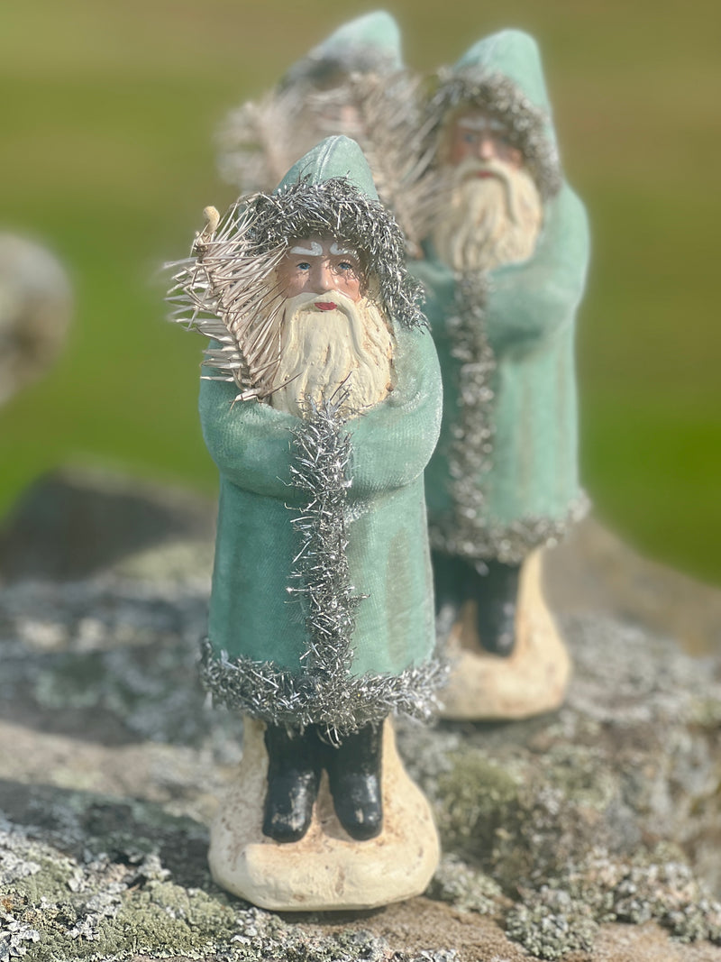 Standing Santa with Blue Velvet Coat