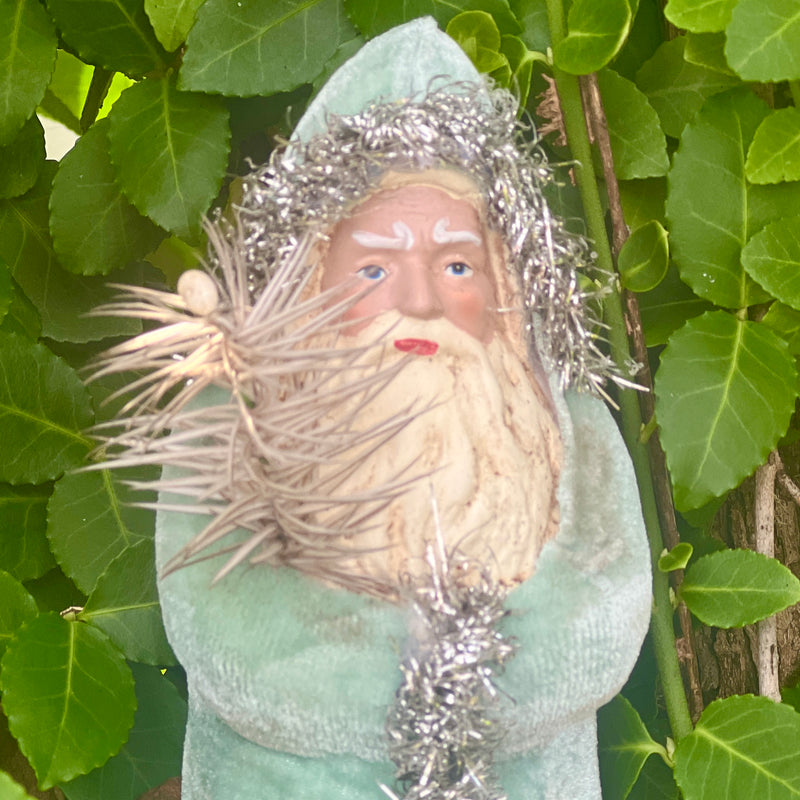 Standing Santa with Blue Velvet Coat