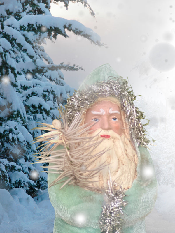 Standing Santa with Blue Velvet Coat