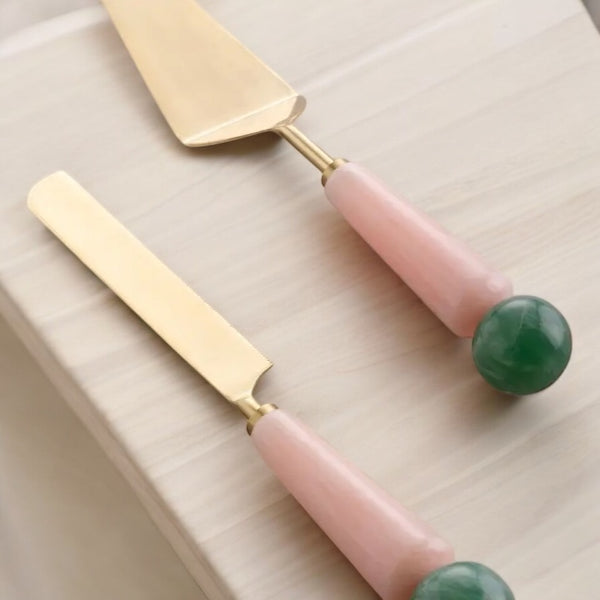 Copenhagen Resin and Matte Gold Cake servers, set of 2