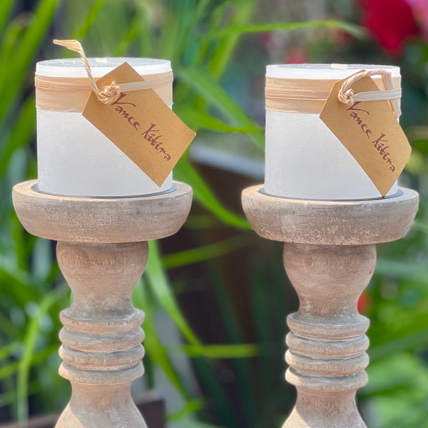 Brighton Wood Candelsticks in Brown or White