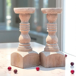 Brighton Wood Candelsticks in Brown or White
