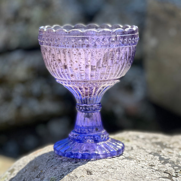 Lavender Blue Mercury Glass Chalice Votive Pedestal