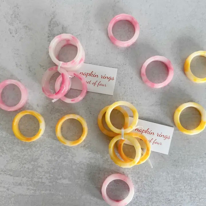 Acrylic Napkin Rings in Pink or Yellow