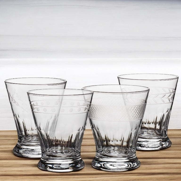 Etched Glass Tumblers set of 4