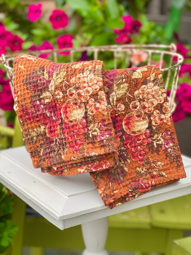 April Cornell Colorful Waffle Tea Towel in Bountiful Harvest