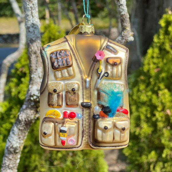 Glass Fly Fisherman's Vest Ornament