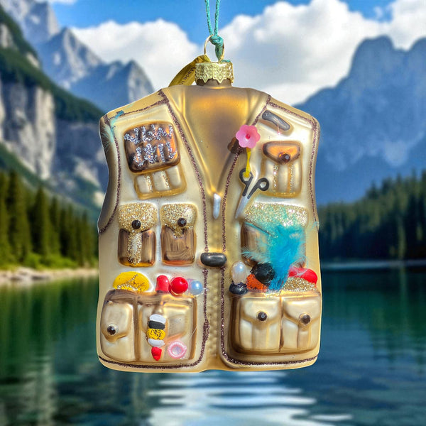 glass Fly Fisherman's Vest ornament by Cody Foster