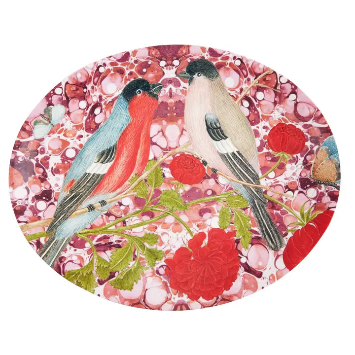 Color Drenched Songbird Melamine Oval Tray