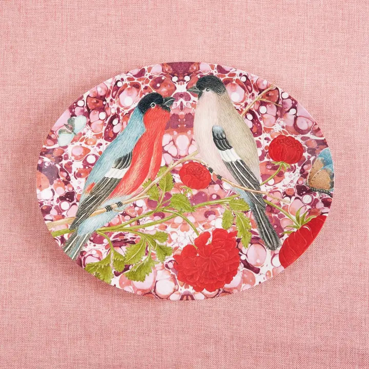 Color Drenched Songbird Melamine Oval Tray