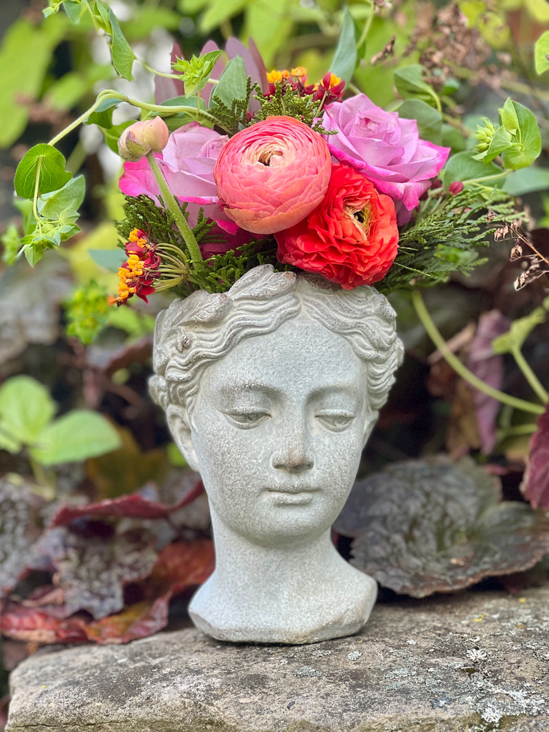 Small Cement Goddess Planter Vase