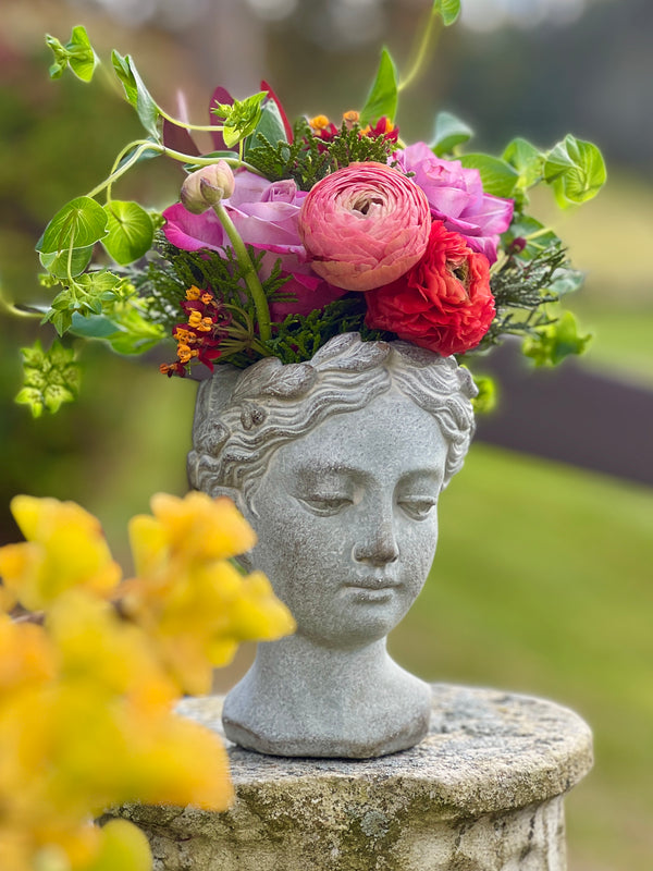 Small Cement Goddess Planter Vase