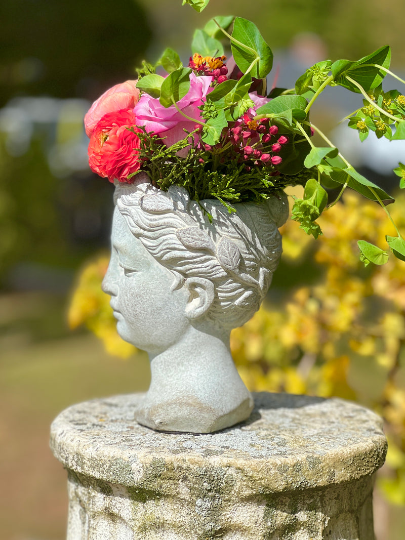 Small Cement Goddess Planter Vase