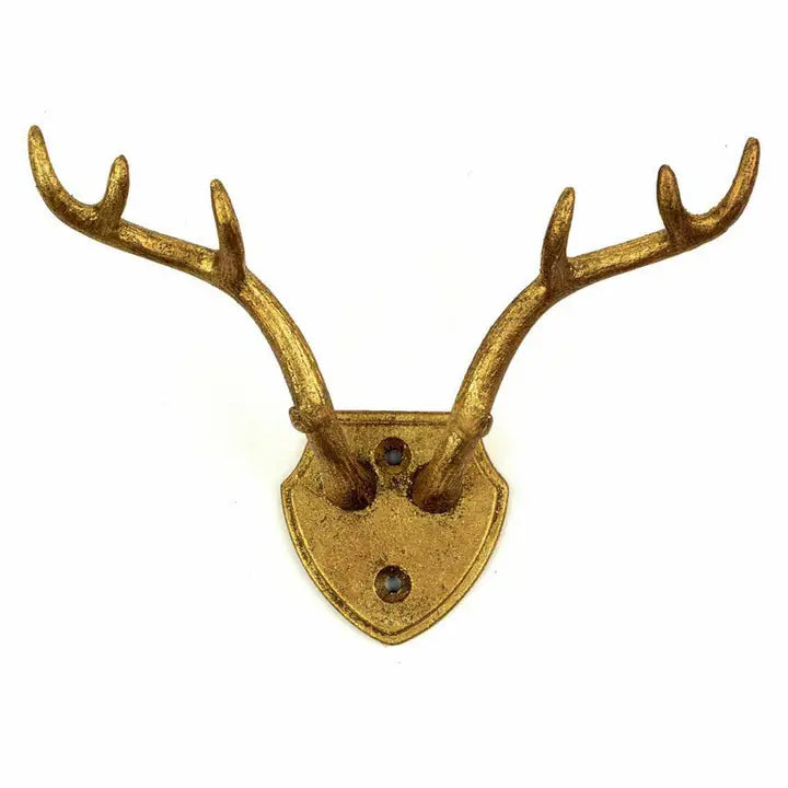 Cast Iron Gold Leaf Antler Hook