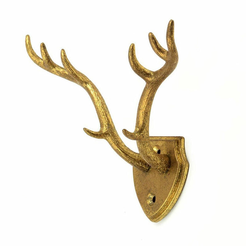 Cast Iron Gold Leaf Antler Hook