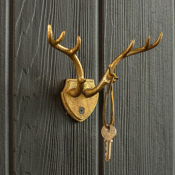 gold cast iron antler hook