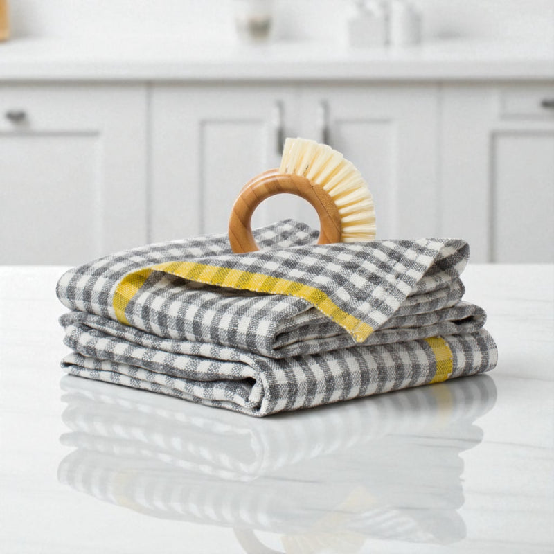 Heavyweight Gingham Linen Tea Towels by Caravan, 6 Assorted Colors