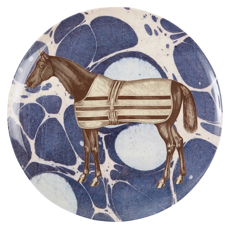 Horse Engraving Melamine Dinner Plates by Thomas Paul, set of 4