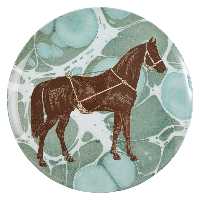 Horse Engraving Melamine Dinner Plates by Thomas Paul, set of 4