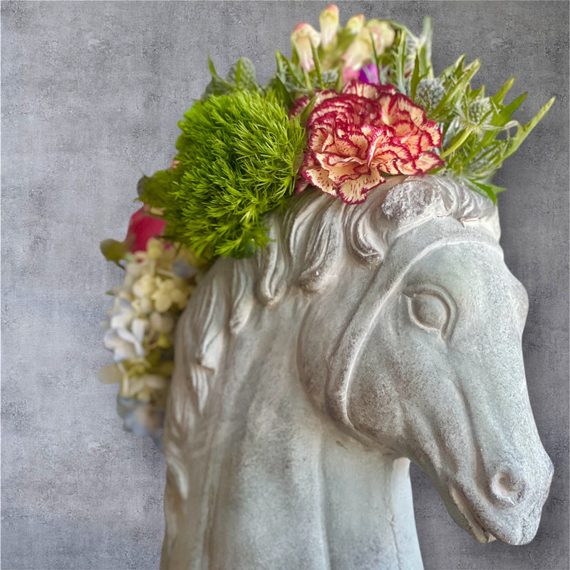 Sculptural Cement Horse Head Planter