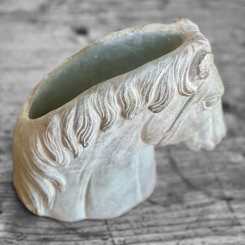 Sculptural Cement Horse Head Planter