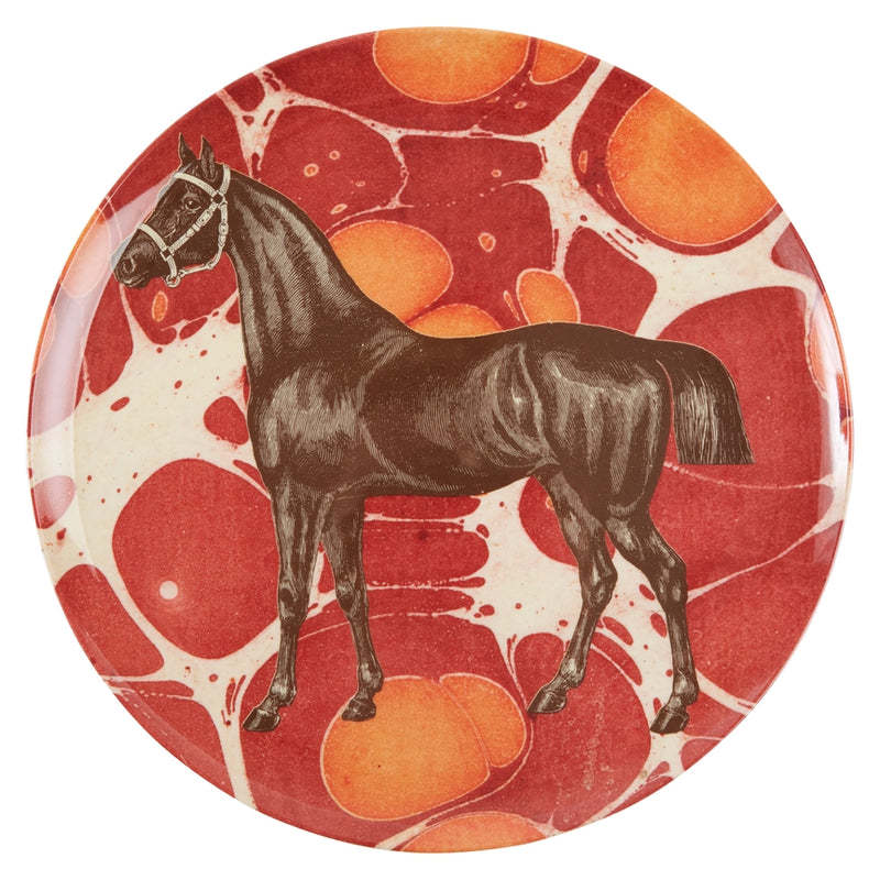 Horse Engraving Melamine Dinner Plates by Thomas Paul, set of 4