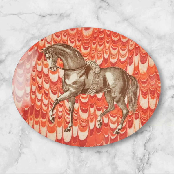 Horse Engraving Melamine Platter by Thomas Paul