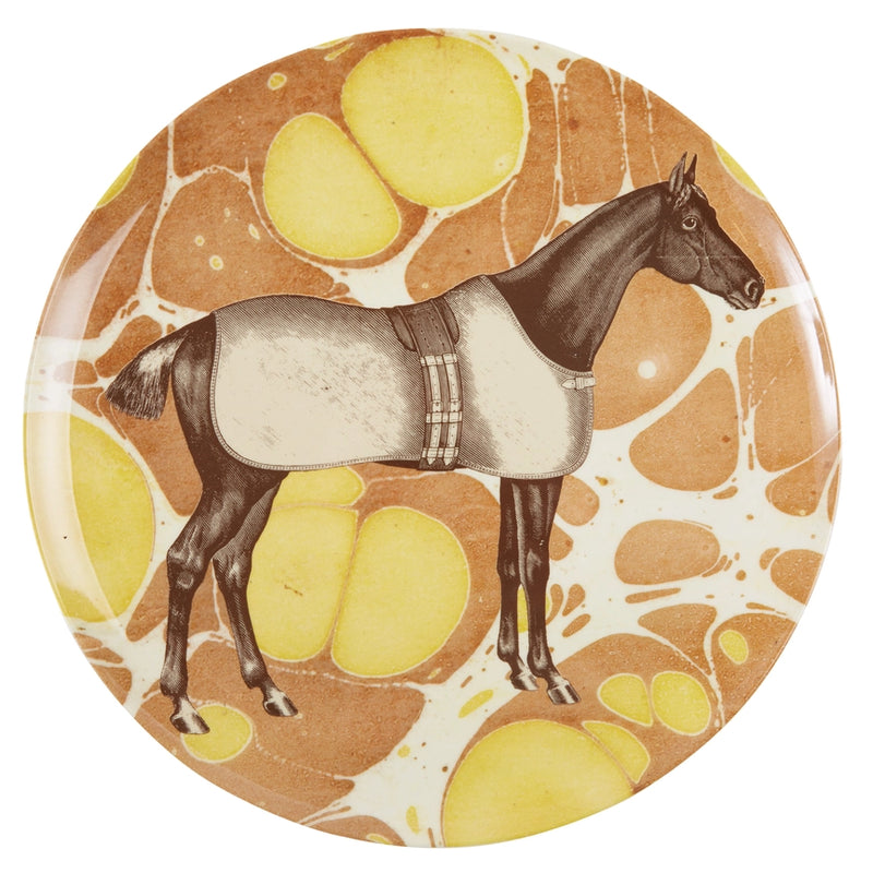 Horse Engraving Melamine Dinner Plates by Thomas Paul, set of 4