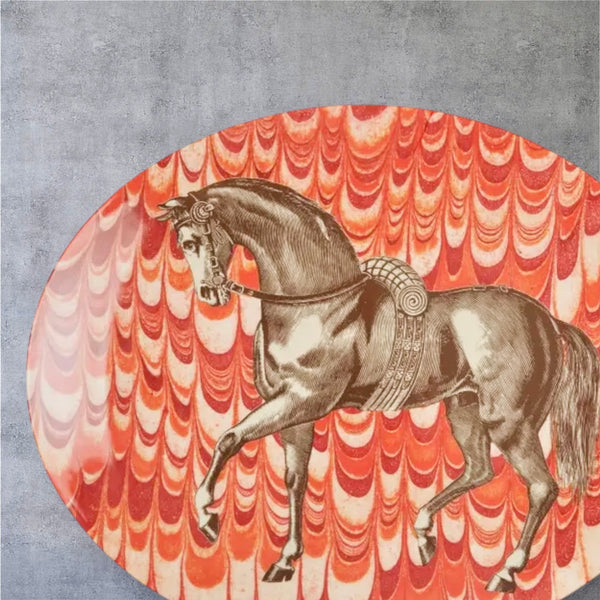 Horse Engraving Melamine Platter by Thomas Paul