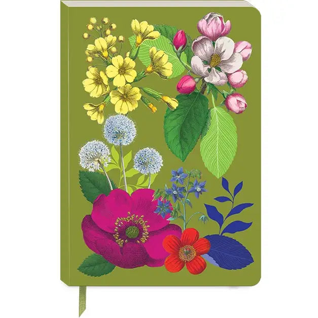 Vibrant Softcover Vintage Botanical Journals with Ribbon Bookmark, Assorted Styles